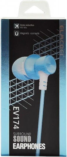 EV-174 In-ear Handsfree Ακουστικά με Βύσμα 3.5mm Γαλάζιο