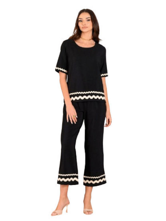 Women's Blouse Short Sleeve Black