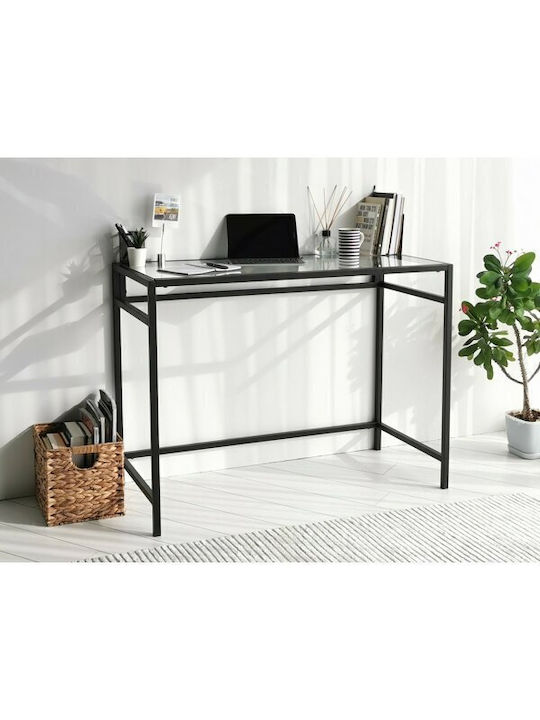 Schreibtisch Asheboro 128 Glas Black mit Metallbeinen 100x45x75cm