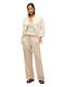 Ovin Linen Drawstring Pants Damen Stoff Hose Beige