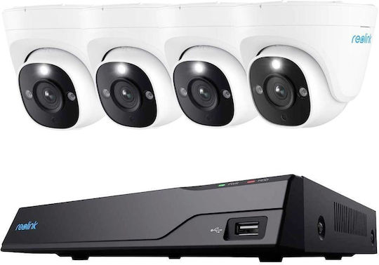 Reolink Surveillance System 4 Cameras Cameras IP 8MP with Recorder & Hard Disk