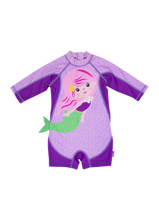Zoocchini Kids One-Piece Swimsuit With Long Sleeve Mermaid