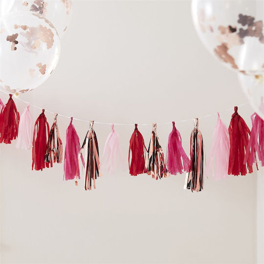 Χάρτινη Γιρλάντα Tassel Rose Gold & Pink Mix