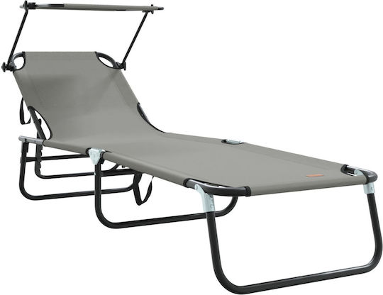 vidaXL Foldable Metallic Beach Sunbed Gray 56x190x81cm