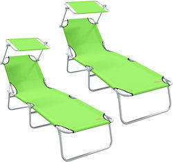 vidaXL Șezlong Pliere din Aluminiu Verde 2bucți vidaXL Șezlong Pliere din Aluminiu Verde 2bucți
