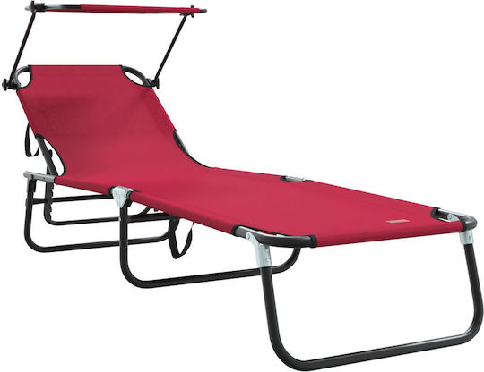 vidaXL Șezlong De Plajă Roșu Pliabil Metalic 56x190x81cm