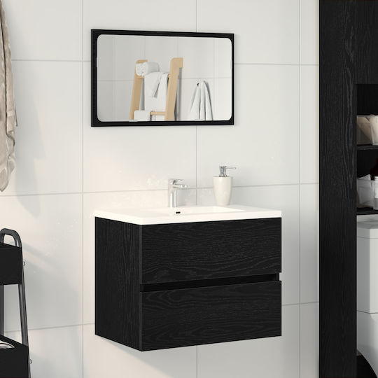 vidaXL Баня Маса без Смесител М60xД38.5xВ45см Черна Дъб
