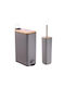 Klikareto Bamboo Metallic Bathroom Basket Soft Close 7lt Gray