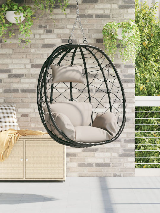 Κούνια Φωλιά με Βάση και Μαξιλάρι Rattan Καφέ Μ105xΠ95xΥ195cm