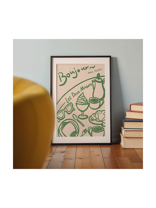 Poster Morning Coffee Pst25327 60cm X 90cm Μαύρο Ξύλινο Κάδρο