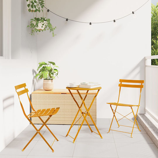 Scaun de exterior Metalic Mustard 2buc 42x42cm