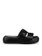 Δερμάτινα Γυναικεία Ανατομικά Σανδάλια Flatforms Μαύρα