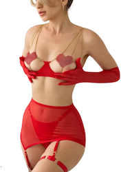 Rina Dessous-Set Herzdesign Ketten Spitzenstrum...