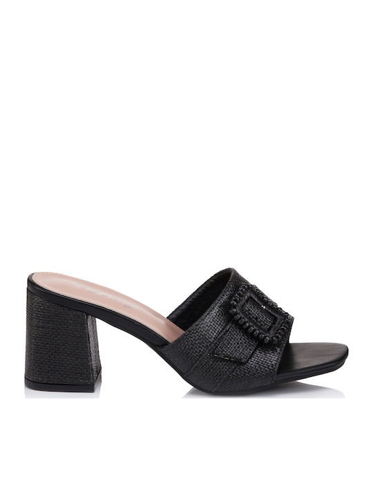 Besty Δερμάτινα Mules Μαύρα