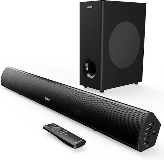 Teton Plus Soundbar 2.1 Bluetooth und HDMI 180W mit kabellosem Subwoofer und Fernbedienung Schwarz