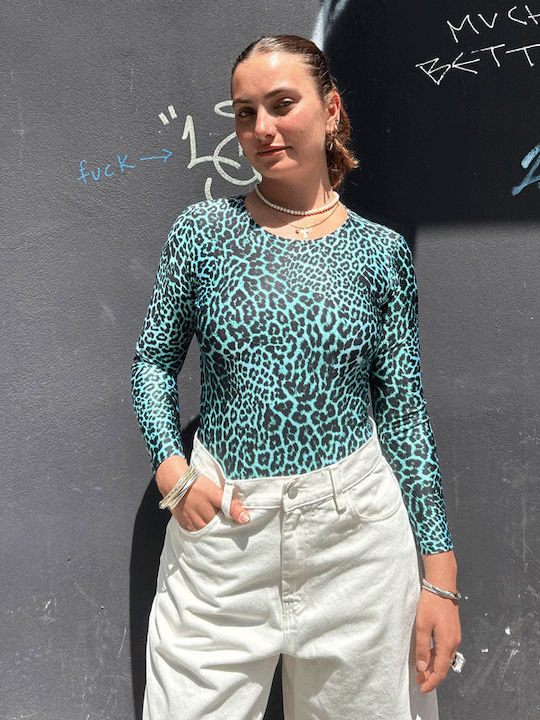Ολόσωμο Μαγιό Animal Print Petrol