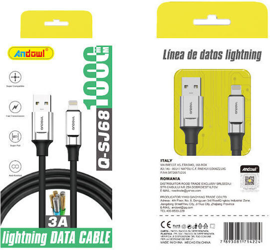 Andowl Q-SJ68 Braided USB-A to Lightning Cable 1m