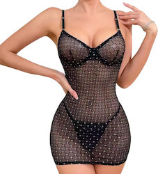Astrid Black Transparent Baby Doll Dress with R...