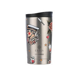 Estia Travel Mug Save The Aegean Recyclable Glass Thermos Stainless Steel BPA Free 350ml Old School Estia Travel Mug Save The Aegean Recyclable Glass Thermos Stainless Steel BPA Free 350ml Old School