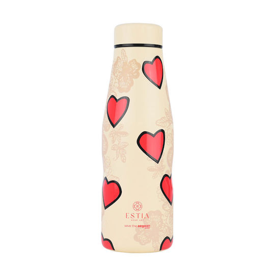 Estia Travel Flask Save the Aegean Recyclable Thermos Bottle Stainless Steel BPA Free 500ml Tender Lace