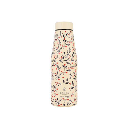 Estia Travel Flask Save the Aegean Ανακυκλώσιμο Μπουκάλι Θερμός Ανοξείδωτο BPA Free 500ml Bloom Beige