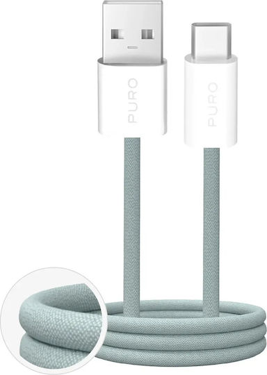 Puro Braided USB 2.0 Cable USB-C male - USB-A 10W Green 1.5m