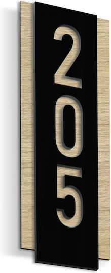 Klebendes Schildnummernrahmen ''Ihre Wahl der Nummerierung'' 70mmx160mm Basis Holz Schwarzes Acrylkunststoff 3mm Nr. 222444