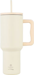 Estia Straw Tumbler XL Save the Aegean 1.2lt Lily White