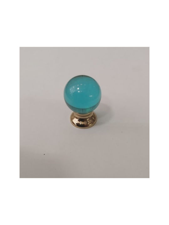 Knopf Möbelgriff aus Glas Glossy Blue - Gold Ø25mm 019585 1Stück