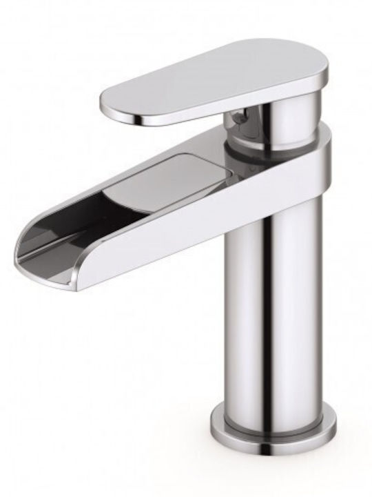 Inter Ceramic Αναμεικτική Μπαταρία Νιπτήρα Καταρράκτης Ασημί