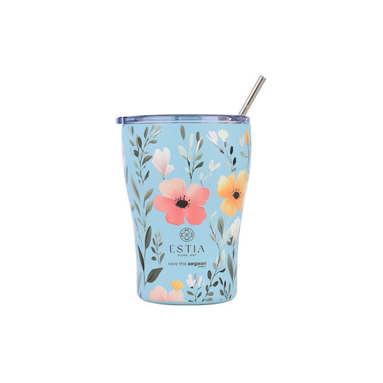 Estia Coffee Mug Save The Aegean Рециклируем Чаша Термос Неръждаема стомана Без BPA 350мл Sky Garden с Сламка