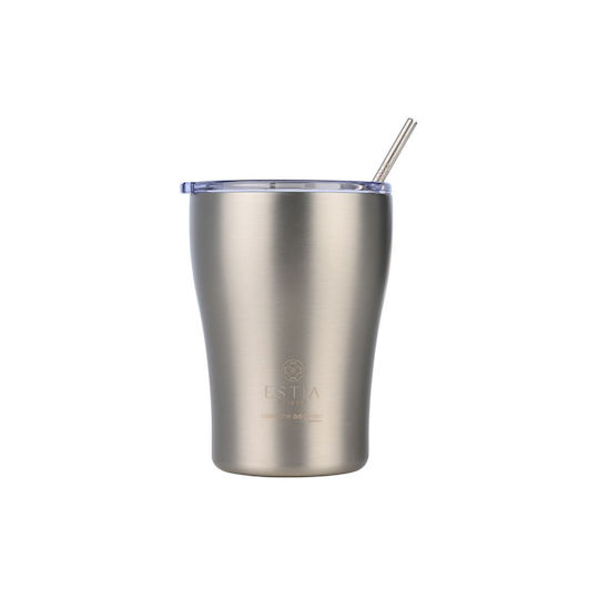 Estia Coffee Mug Save the Aegean Recyclable Thermos Glass Stainless Steel BPA Free 350ml Steel Flow