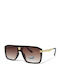 Optosquad Unisex Sunglasses with Brown Metal Frame and Brown Gradient Lens 25222