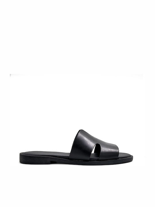 Shoelover Leather Women's Flat Sandals in Black...
