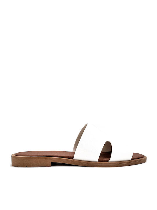 Shoelover Leather Women's Flat Sandals in White...