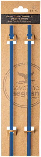 Estia Straw Tumbler XL Strohhalm für Thermos 900ml aus Kunststoff Denim Blau 2 Stück Blau