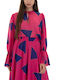 Women's Blouse Long Sleeve Blue-fuchsia