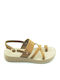 Leder Flache Sandalen für Damen Flatforms in Braun Farbe
