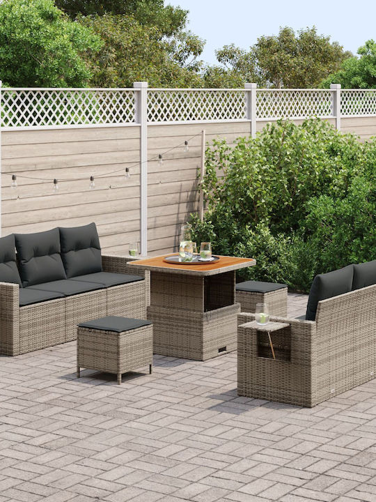 Garten- und Outdoor-Möbelsets 9 Stück Grau mit ...