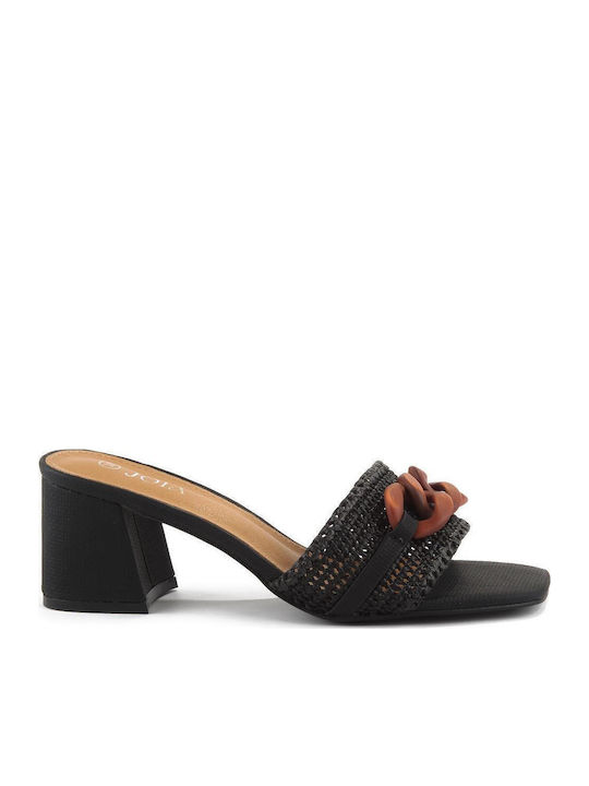 Fshoes Mules with Low Heel in Black Color