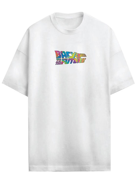 Cotton Division Oversize T-shirt White Back To Future Hoverboard Far Out Mbfto002