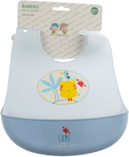 Gamberritos Kids Αδιάβροχη Σαλιάρα Σιλικόνης με Κουμπί & Τσέπη Σιελ