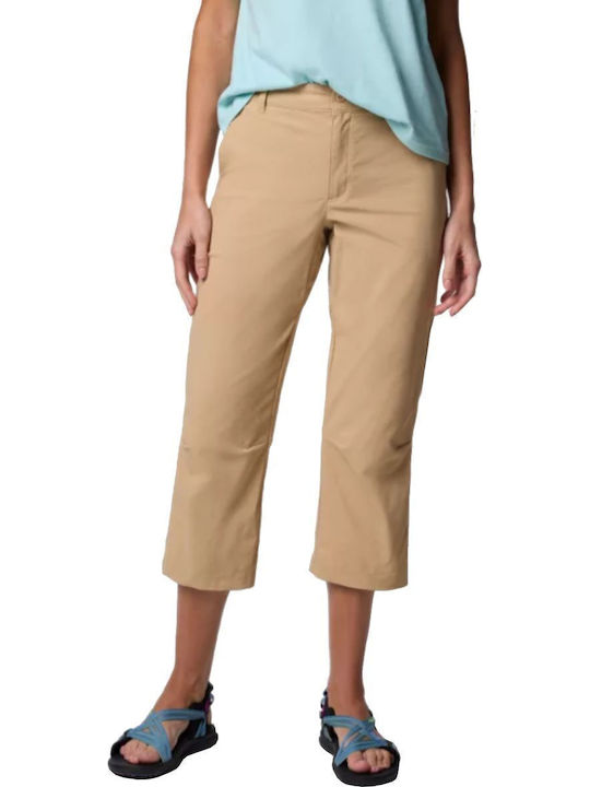 Columbia Leslie Falls Capri Ii Γυναικείο Μακρύ Παντελόνι Πεζοπορίας Μπεζ