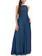 Summer Maxi Dress for Wedding Christening Off-Shoulder Blue