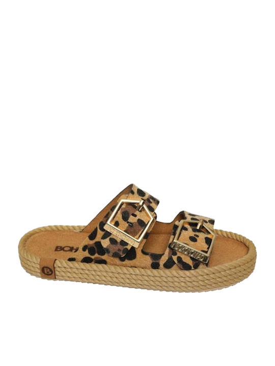 Δερμάτινα Γυναικεία Ανατομικά Σανδάλια Flatforms Μπεζ