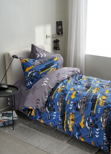 Vesta Home Set Kids Duvet Cover Single with Pillowcase Cotton Blue 170x240cm