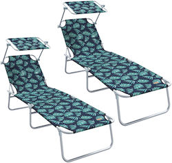 Șezlonguri de plajă Pliere 2 Bucăți Covoare Model Frunze 600d Oxford Material Șezlonguri de plajă Pliere 2 Bucăți Covoare Model Frunze 600d Oxford Material