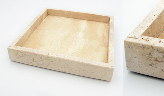 Square Marble Decorative Platter Beige 20x20x3.5cm