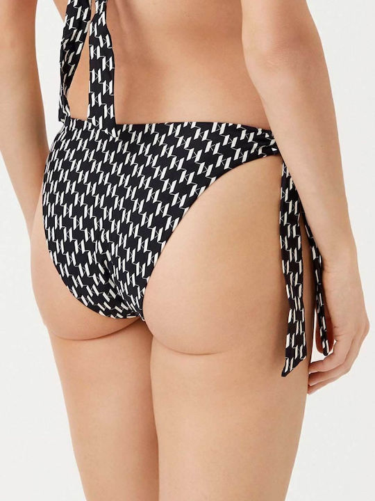 Karl Lagerfeld Bikini Slip με Κορδονάκια Μαυρο-...