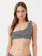 One Shoulder Bikini Top Black-White